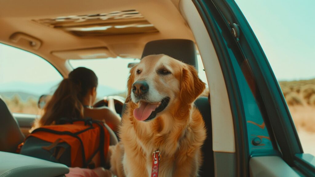 Hund im Auto auf Reise