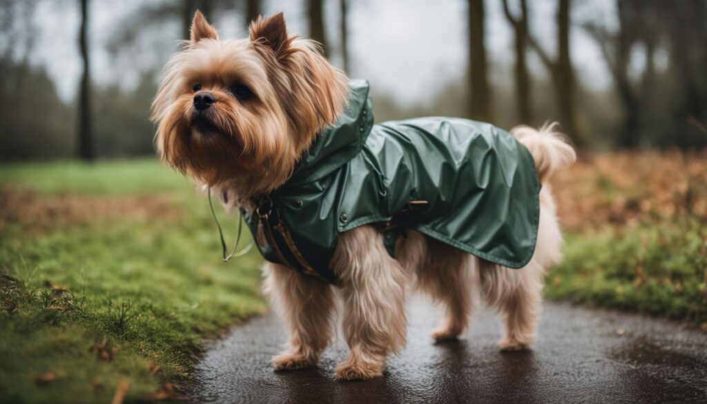 Hund friert im Regen