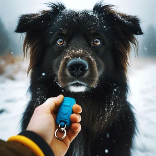 Hund mit Clicker