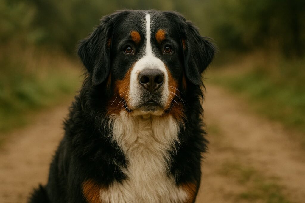Ein ausgewachsener großer Berner Sennenhund.
