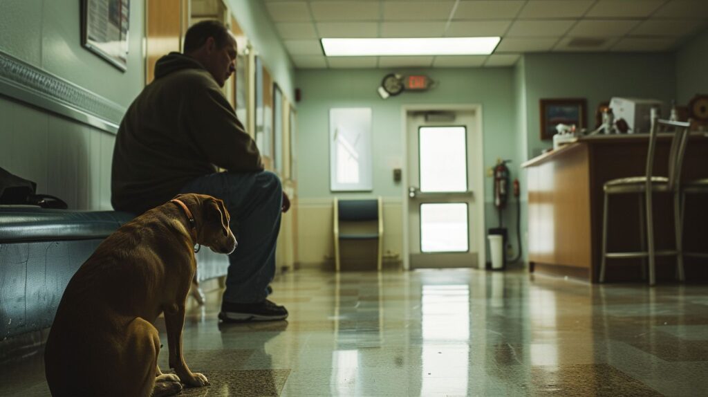 Hund wartet beim Tierarzt