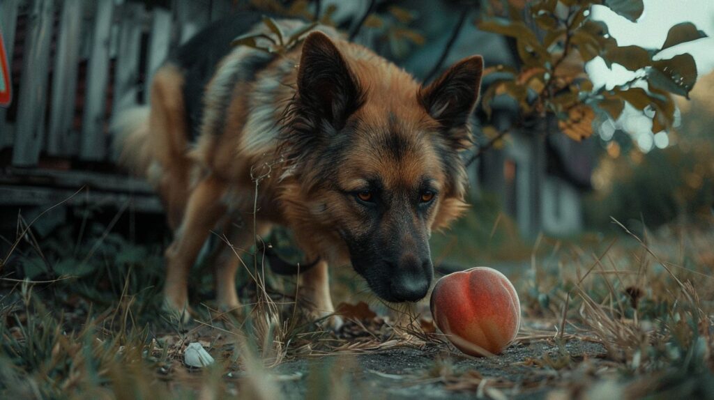 Ein Schäferhund mit Pfirsich
