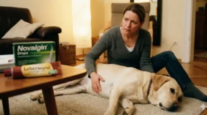 Eine Frau mit Hund und Novalgin