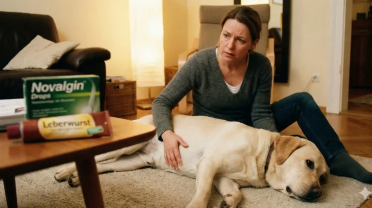 Eine Frau mit Hund und Novalgin