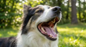 Ein Hund zeigt seine Zähne