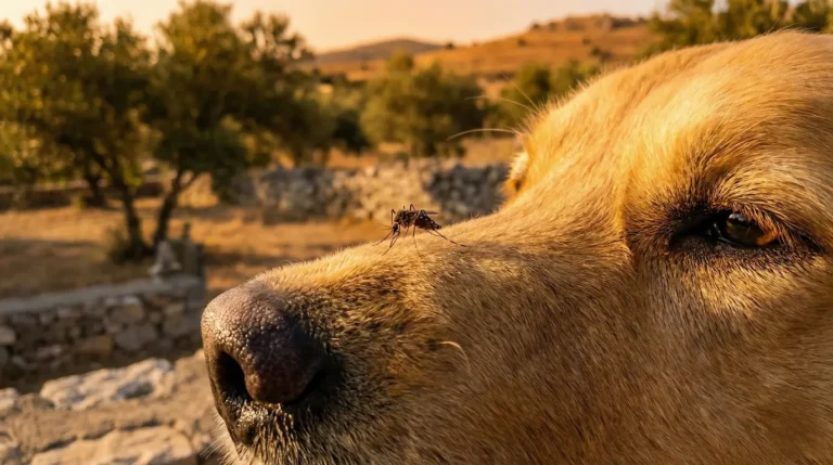 Mücke auf der Schnauze kann Herzwürmer übertragen