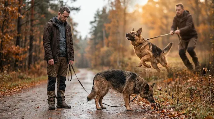 Einr frustrierte Mantrailer im Wald