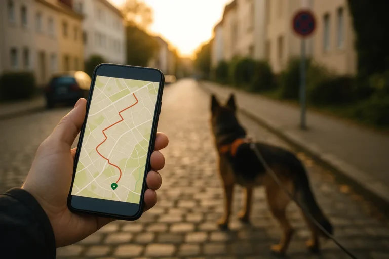 Ein Handy mit einer Mantrailing App