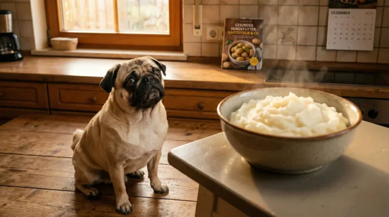 Ein Hund will KArtoffel essen