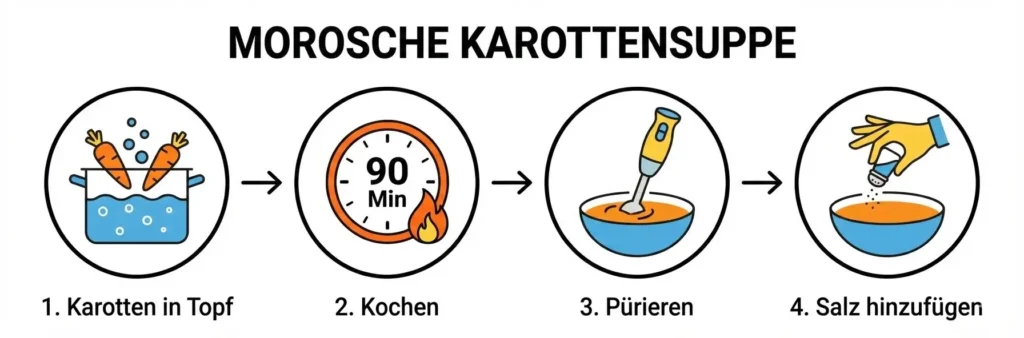 Zubereitung Morosche Karottensuppe: Topf mit orangenem Brei